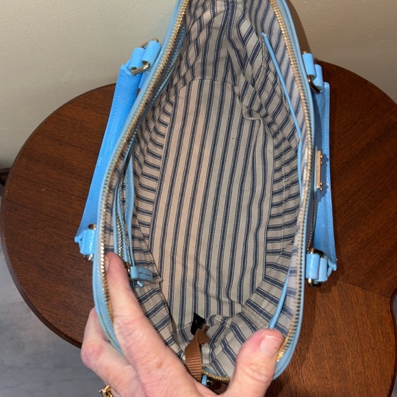 Dooney & Bourke  Satchel  shoulder bag  Saffiano light blue  front zipper pocket - Picture 11 of 15